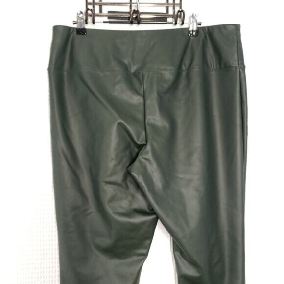 A New Day Faux Leather Leggings Womens XL Green Fleece Lined Matte High Waisted - Picture 13 of 16